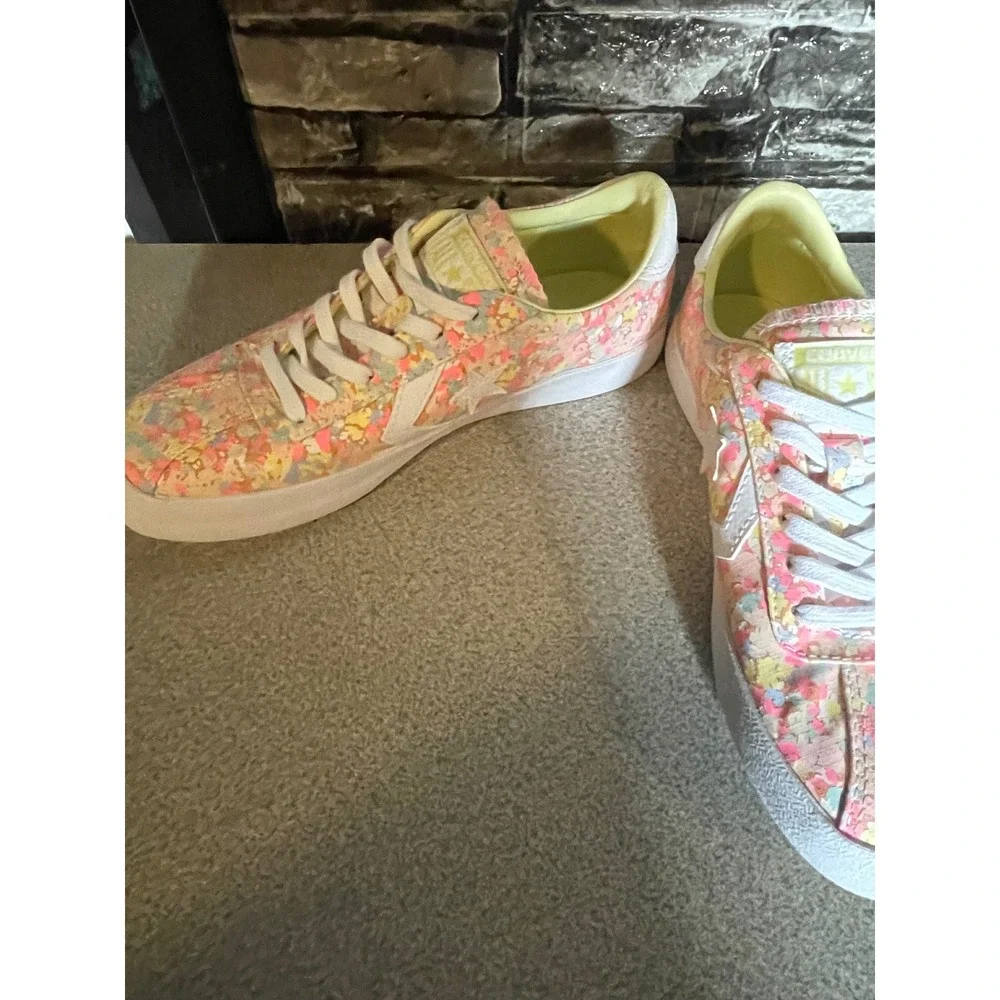 Converse Breakpoint Ox Womens 5.5‎ Floral Low Top Sneakers Pink Yellow 555953C
